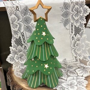 PartyLite Holiday Cheer Stackable Tree tealight or taper candle holder